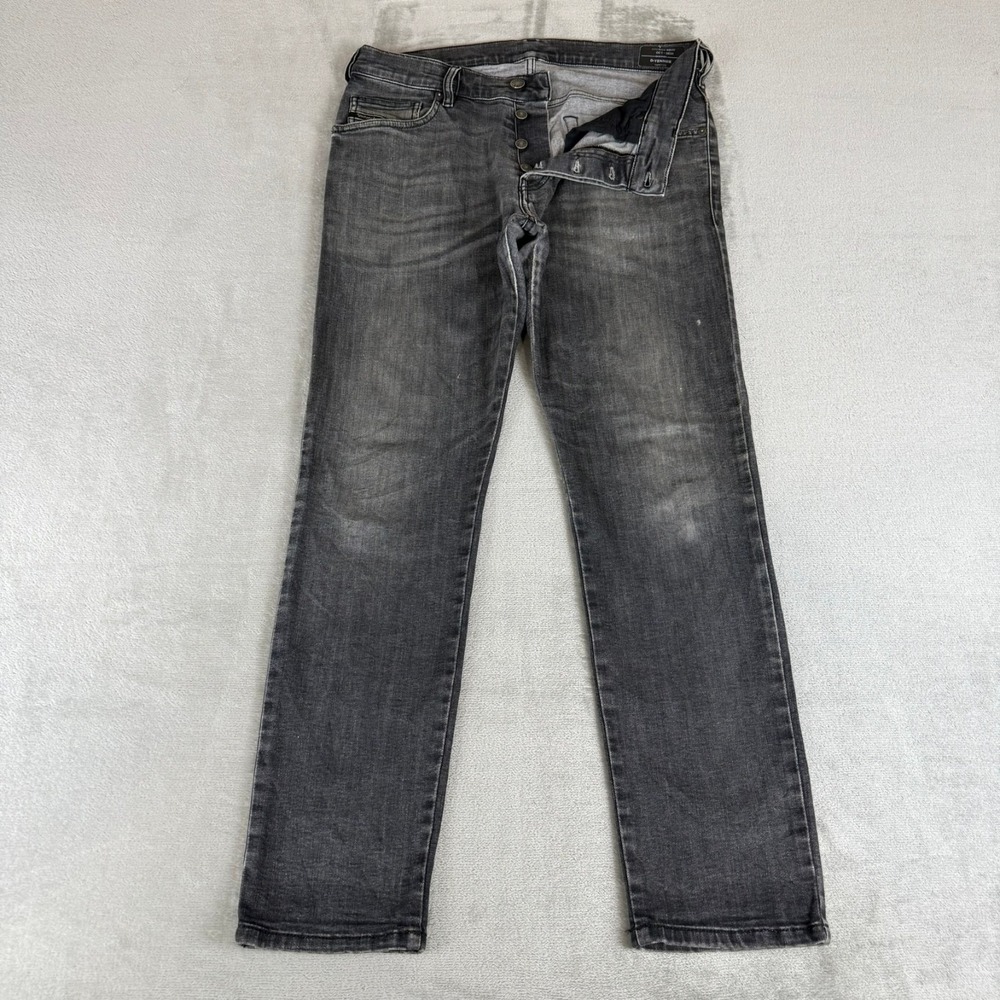Diesel D-Yennox Tapered Jeans Mens 30x30 Black Denim Distressed Button Fly 009EN